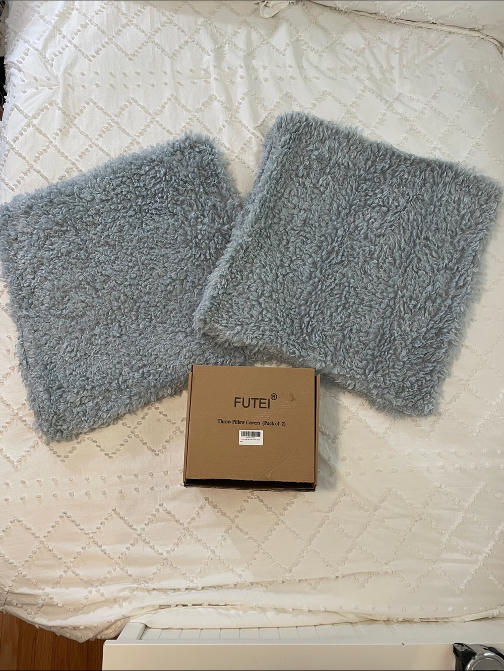 Plush Light Blue Sherpa fleece Accent Pillow Covers - Pack of 2